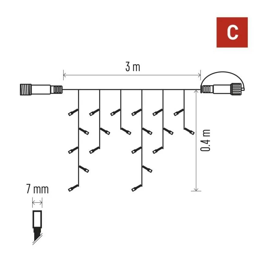 Catena LED per esterni 50xLED/3x0,4m IP44 bianco freddo