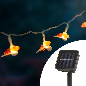 Catena LED Solar con sensore 20xLED 2,3m IP44 bianco caldo