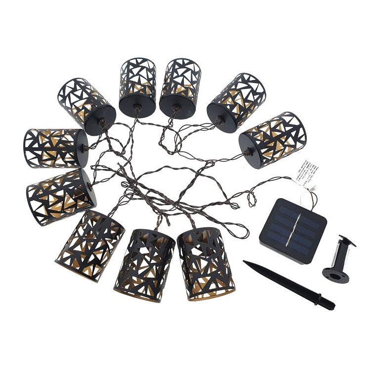 Catena LED solare 10xE12/3,65m 600 mAh IP44 bianco caldo