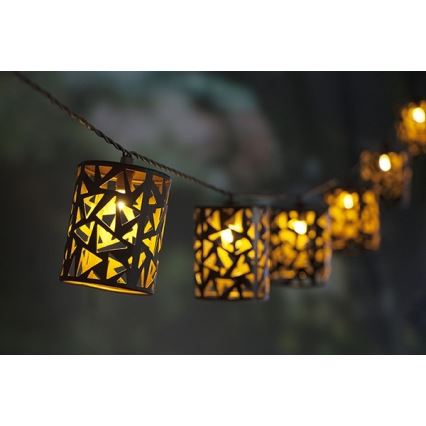 Catena LED solare 10xE12/3,65m 600 mAh IP44 bianco caldo