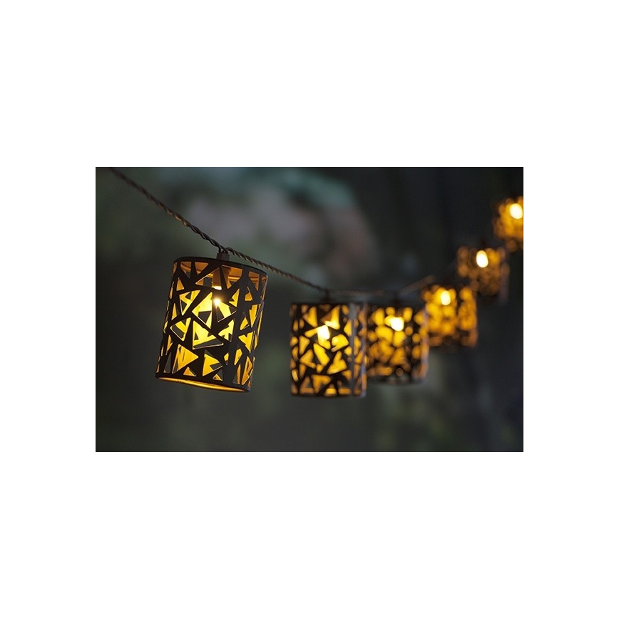 Catena LED solare 10xE12/3,65m 600 mAh IP44 bianco caldo