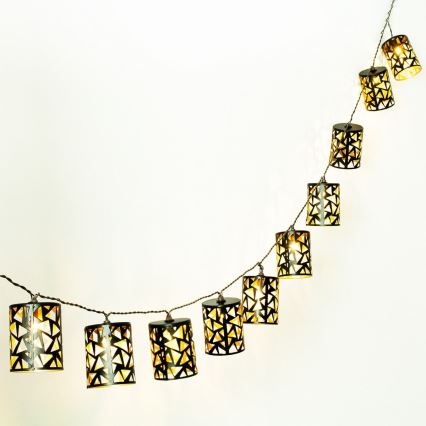 Catena LED solare 10xE12/3,65m 600 mAh IP44 bianco caldo