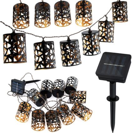 Catena LED solare 10xE12/3,65m 600 mAh IP44 bianco caldo
