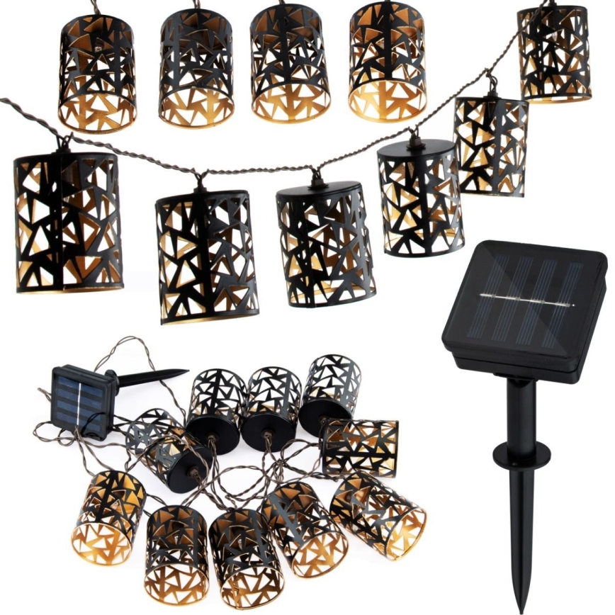 Catena LED solare 10xE12/3,65m 600 mAh IP44 bianco caldo
