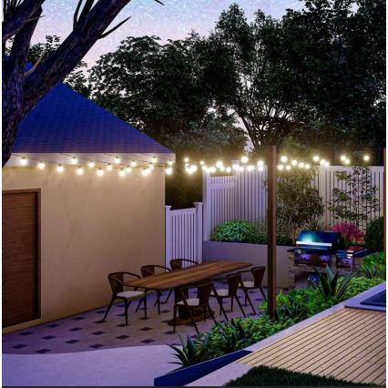 Catena LED solare 10xLED/0,5/4,5V 12 m 3000K IP44 1200 mAh + telecomando