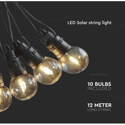Catena LED solare 10xLED/0,5/4,5V 12 m 3000K IP44 1200 mAh + telecomando