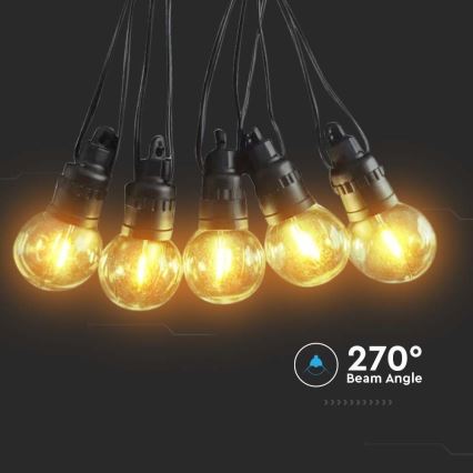 Catena LED solare 10xLED/0,5/4,5V 12 m 3000K IP44 1200 mAh + telecomando
