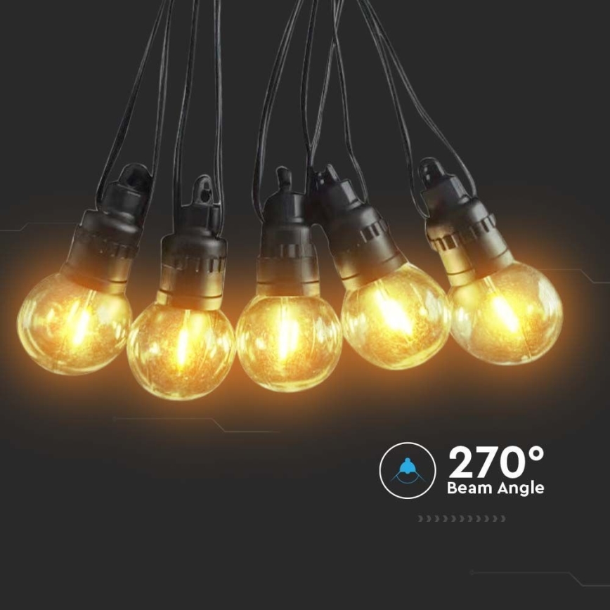 Catena LED solare 10xLED/0,5/4,5V 12 m 3000K IP44 1200 mAh + telecomando