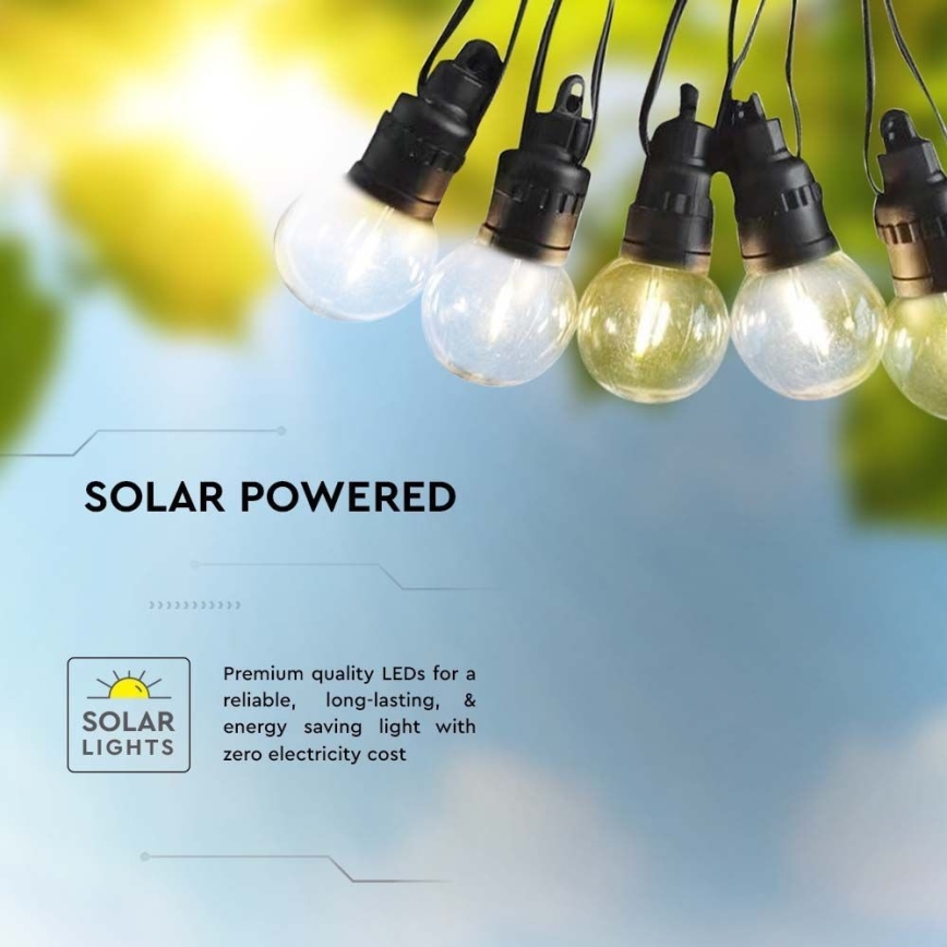 Catena LED solare 10xLED/0,5/4,5V 12 m 3000K IP44 1200 mAh + telecomando