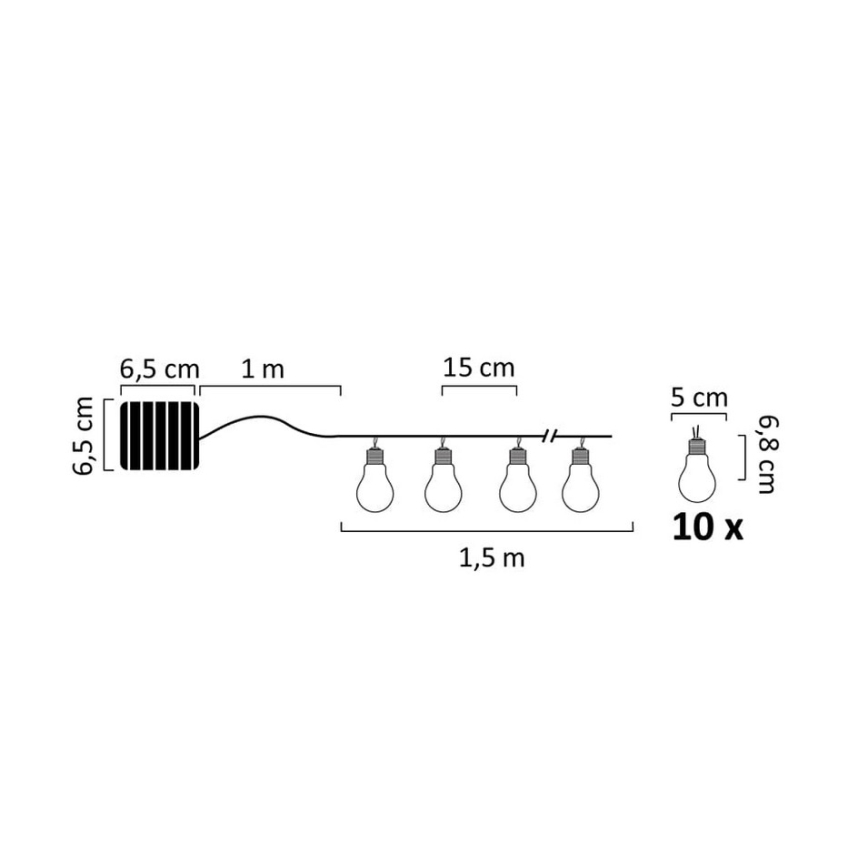 Catena LED solare PARTY 10xLED/1,2V 400 mAh IP44