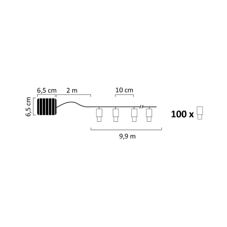 Catena LED solare SHINE 100xLED/1,2V 400 mAh 11, 9 m IP44