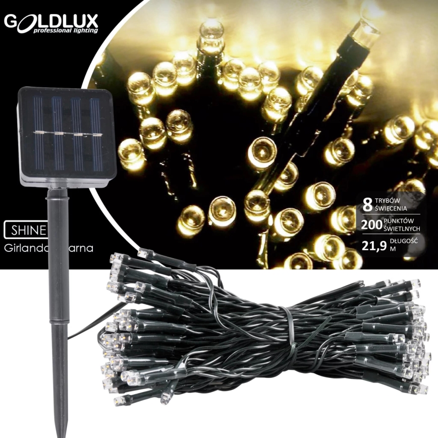 Catena LED solare SHINE 200xLED/1,2V 600 mAh 21,9 m IP44