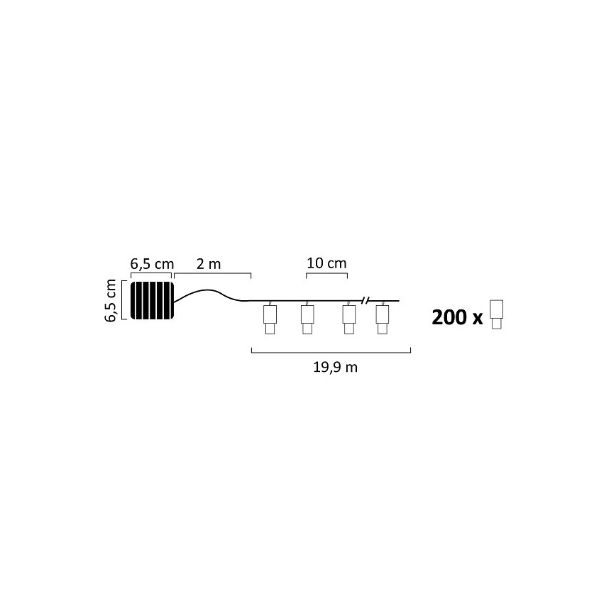 Catena LED solare SHINE 200xLED/1,2V 600 mAh 21,9 m IP44