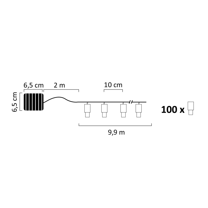 Catena LED solare SHINE MULTI 100xLED/1,2V 11,9 m IP44