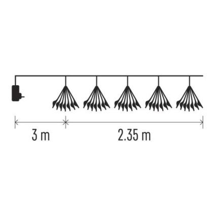Catena luminosa 150 LED, 5,35 m, bianco caldo