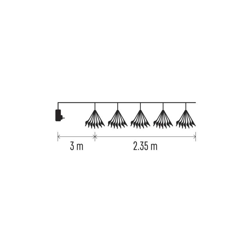 Catena luminosa 150 LED, 5,35 m, bianco caldo
