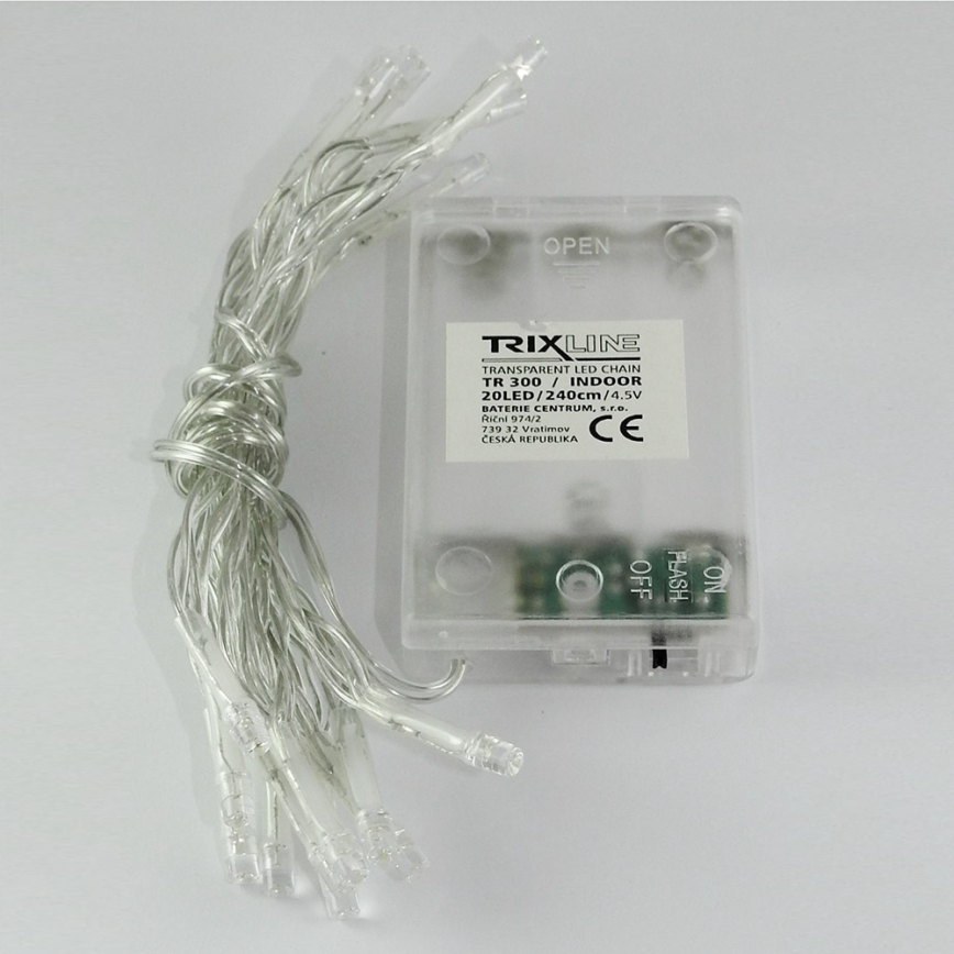 Catena luminosa 20 LED, 2 funzioni, 2,4 m, bianco freddo