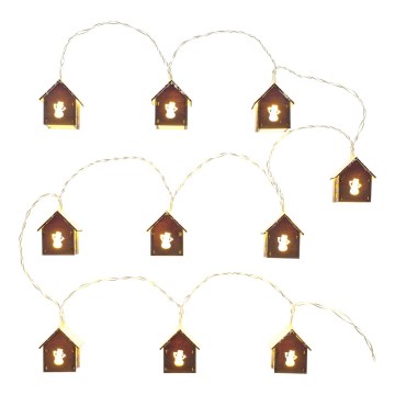 Catena luminosa a LED 10x, alimentazione 2x AA, 2,3 m, bianco caldo