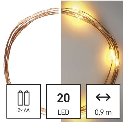 Catena luminosa a LED 20xLED/2,4m bianco caldo