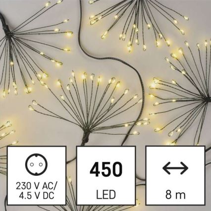 Catena luminosa a LED, 450 LED/11 m, bianco caldo