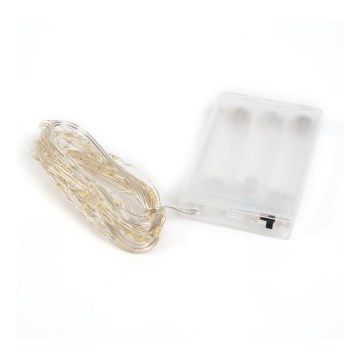 Catena luminosa a LED, 50 LED, alimentazione 3xAA, 5 m, multicolore