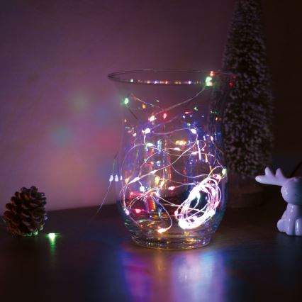 Catena luminosa a LED, 50 LED, alimentazione 3xAA, 5 m, multicolore