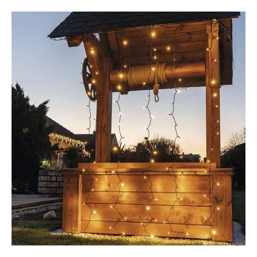 Catena luminosa a LED per esterni 100 LED/1x2m IP44 bianco caldo