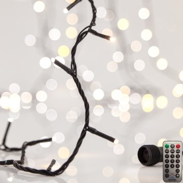 Catena luminosa a LED per esterni CLUSTER 200 LED, 8 funzioni, 2,1 m, IP44, bianco caldo + telecomando