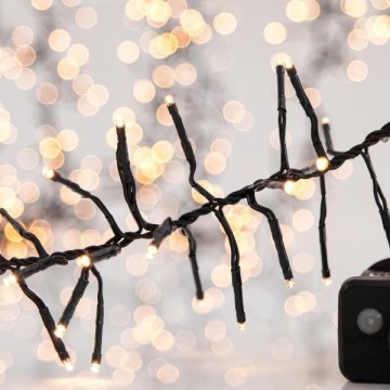 Catena luminosa a LED per esterni CLUSTER, 768 LED, 8 funzioni, 9 m, IP44, bianco caldo