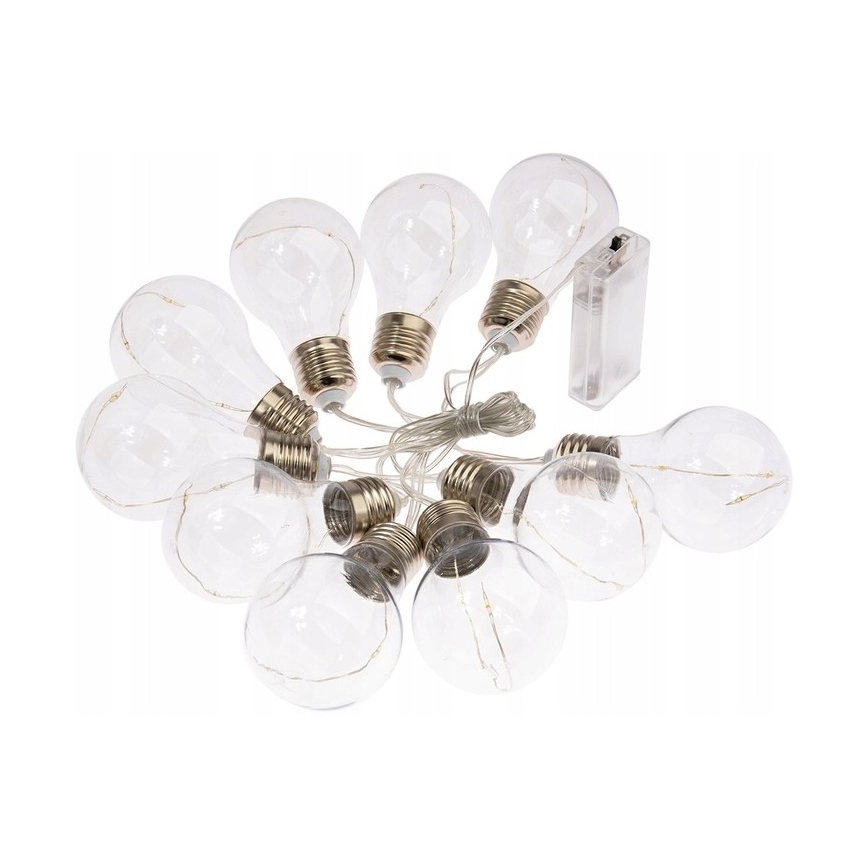 Catena luminosa decorativa a LED SMOLDER, 2,1 m — 10 LED, alimentata da 2 batterie AA