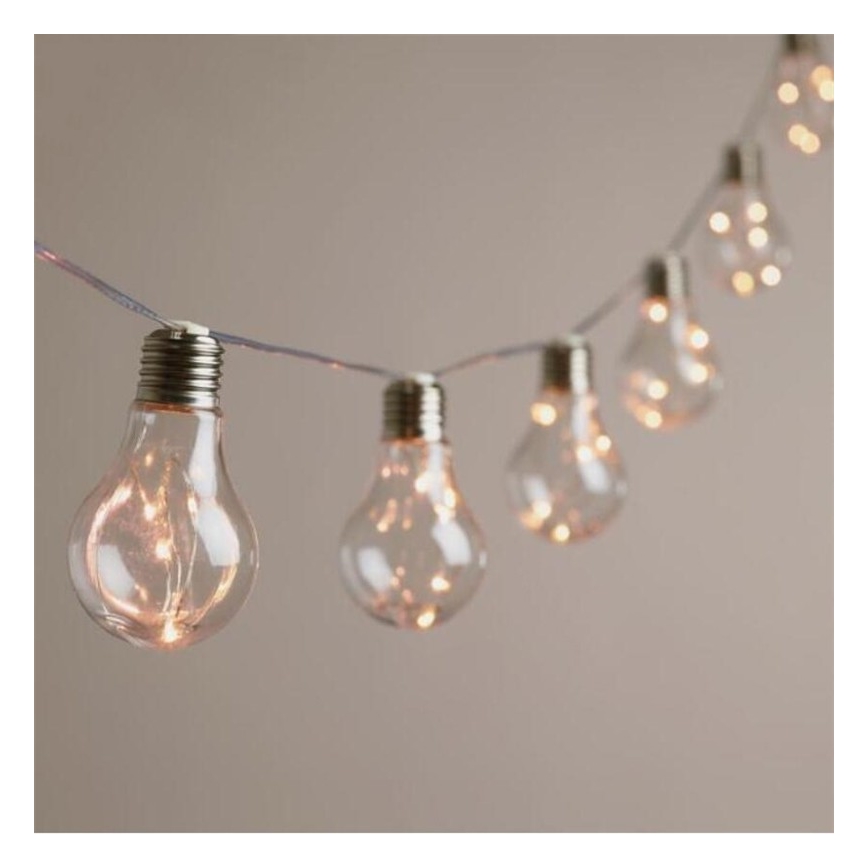 Catena luminosa decorativa a LED SMOLDER, 2,1 m — 10 LED, alimentata da 2 batterie AA