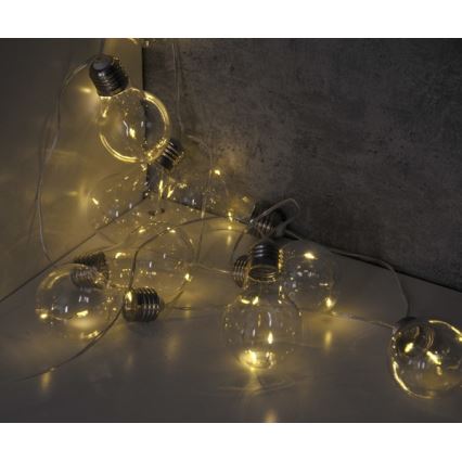 Catena luminosa decorativa a LED SMOLDER, 2,1 m — 10 LED, alimentata da 2 batterie AA