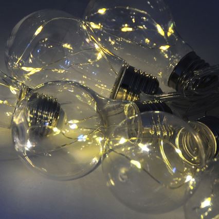 Catena luminosa decorativa a LED SMOLDER, 2,1 m — 10 LED, alimentata da 2 batterie AA