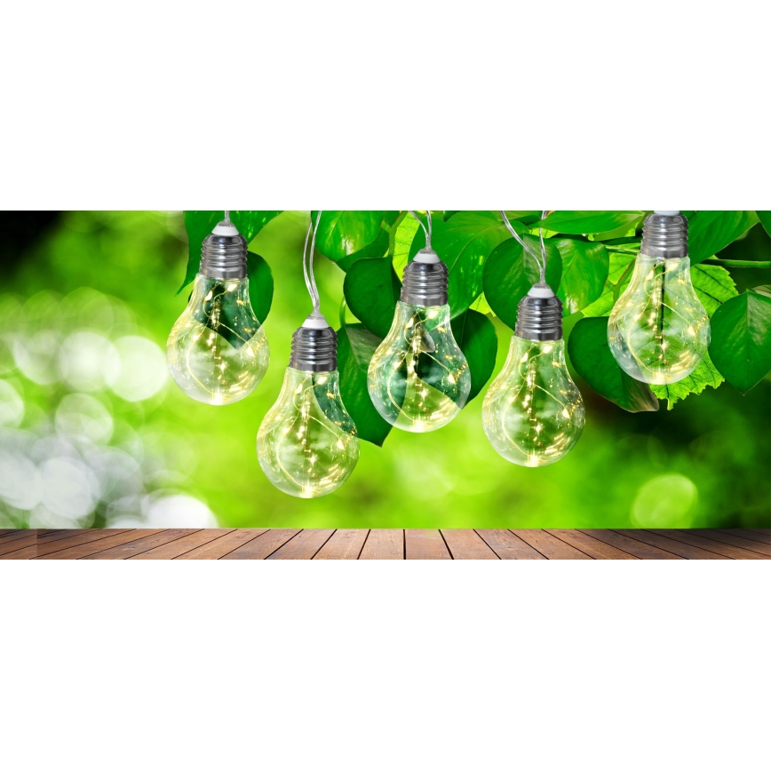 Catena luminosa decorativa a LED SMOLDER, 2,1 m — 10 LED, alimentata da 2 batterie AA