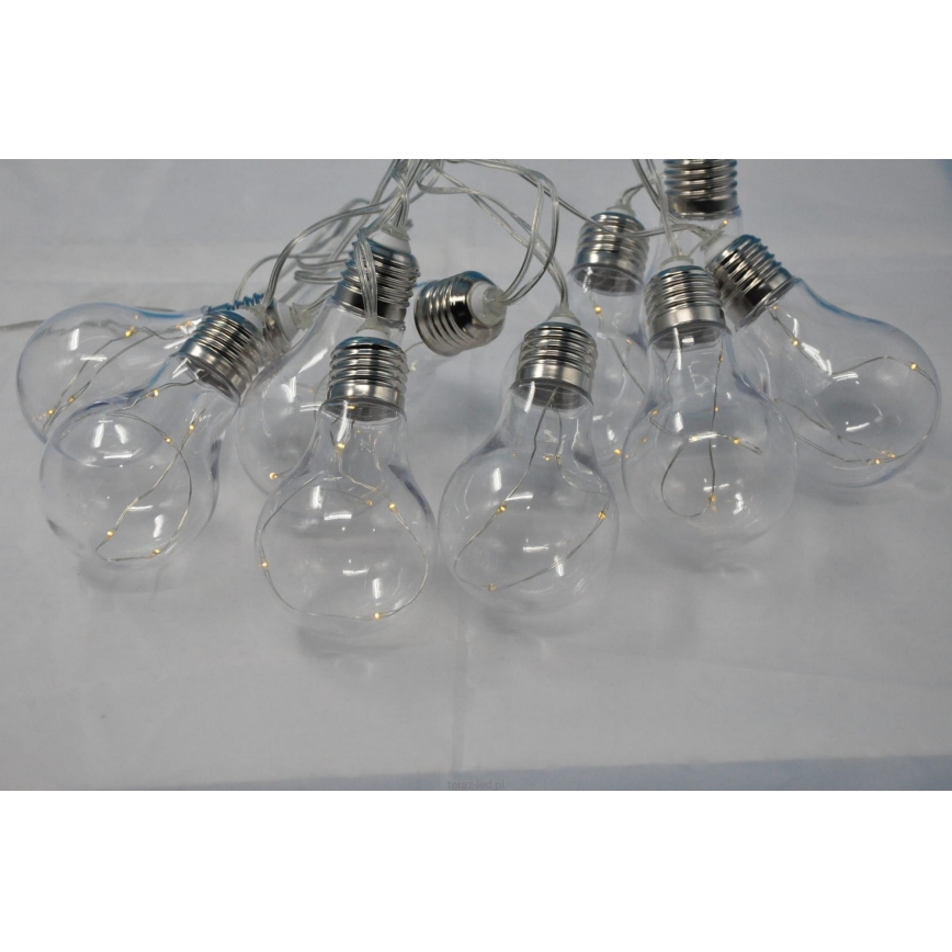 Catena luminosa decorativa a LED SMOLDER, 2,1 m — 10 LED, alimentata da 2 batterie AA