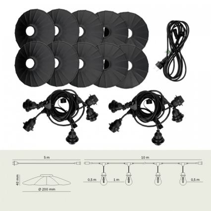 Catena luminosa decorativa da esterno CRETE, 10 lampadine E27, 230V, 15 m, IP44