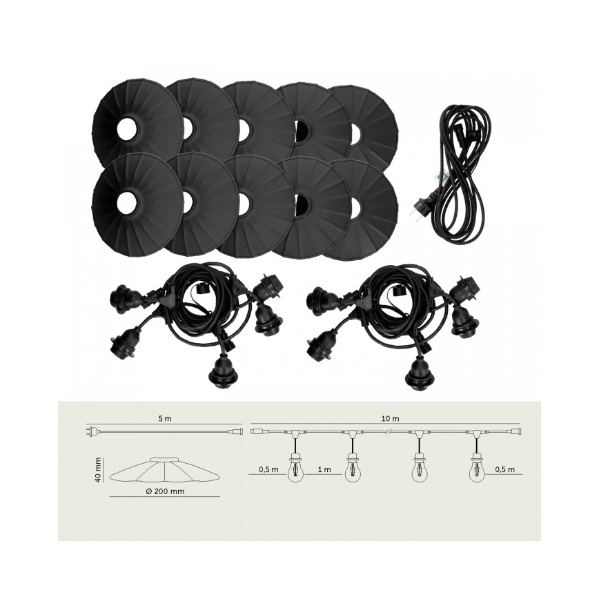 Catena luminosa decorativa da esterno CRETE, 10 lampadine E27, 230V, 15 m, IP44