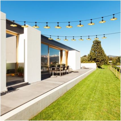 Catena luminosa decorativa da esterno CRETE 15xE27/230V 20m IP44