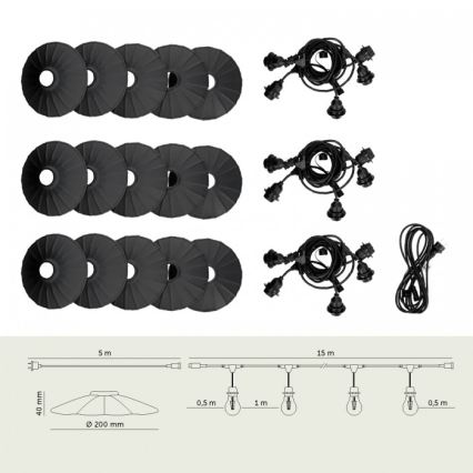 Catena luminosa decorativa da esterno CRETE 15xE27/230V 20m IP44