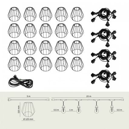 Catena luminosa decorativa da esterno CRETE 20xE27/230V 25m IP44