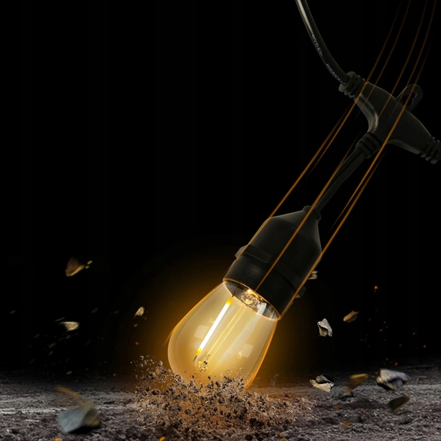 Catena luminosa decorativa LED per esterni 10xE27/1W/230V 10,94 m IP44 nera