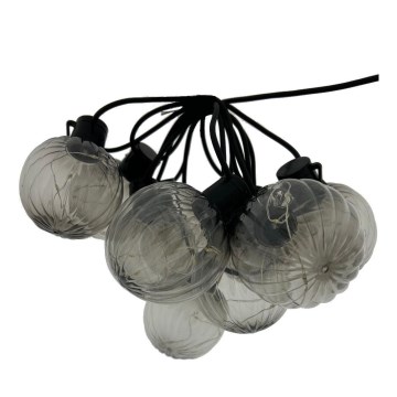 Catena luminosa decorativa LED per esterni 10xLED/0,15W/230V 6,8 m IP44 nero/fumé