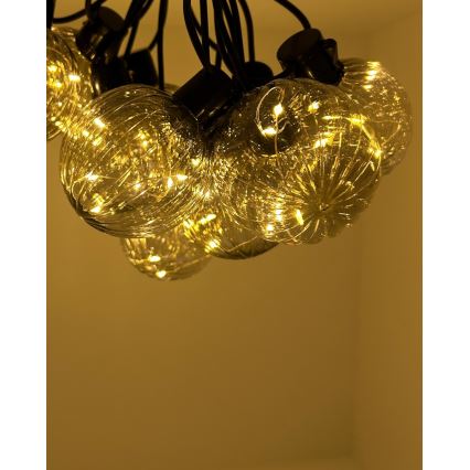 Catena luminosa decorativa LED per esterni 10xLED/0,15W/230V 6,8 m IP44 nero/fumé