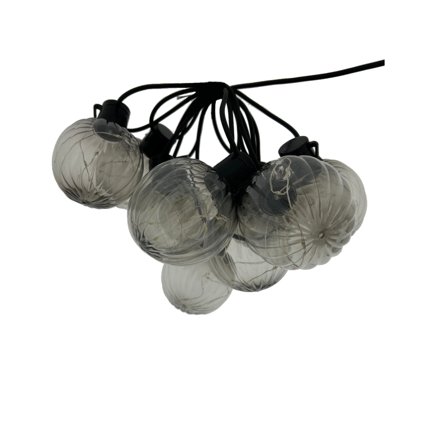 Catena luminosa decorativa LED per esterni 10xLED/0,15W/230V 6,8 m IP44 nero/fumé