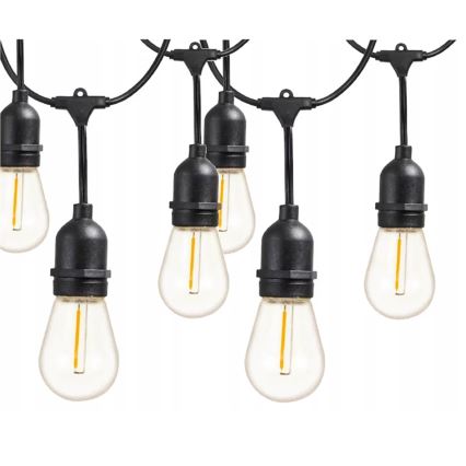 Catena luminosa decorativa LED per esterni 15xE27/1W/230V 15,94 m IP44 nera