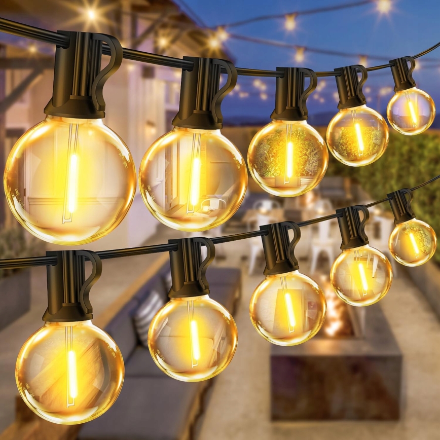 Catena luminosa decorativa LED per esterni 20xE12/1W/230V, 20 m, IP65, nera