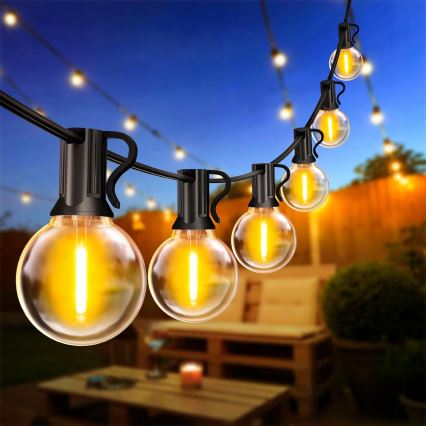 Catena luminosa decorativa LED per esterni 20xE12/1W/230V, 20 m, IP65, nera