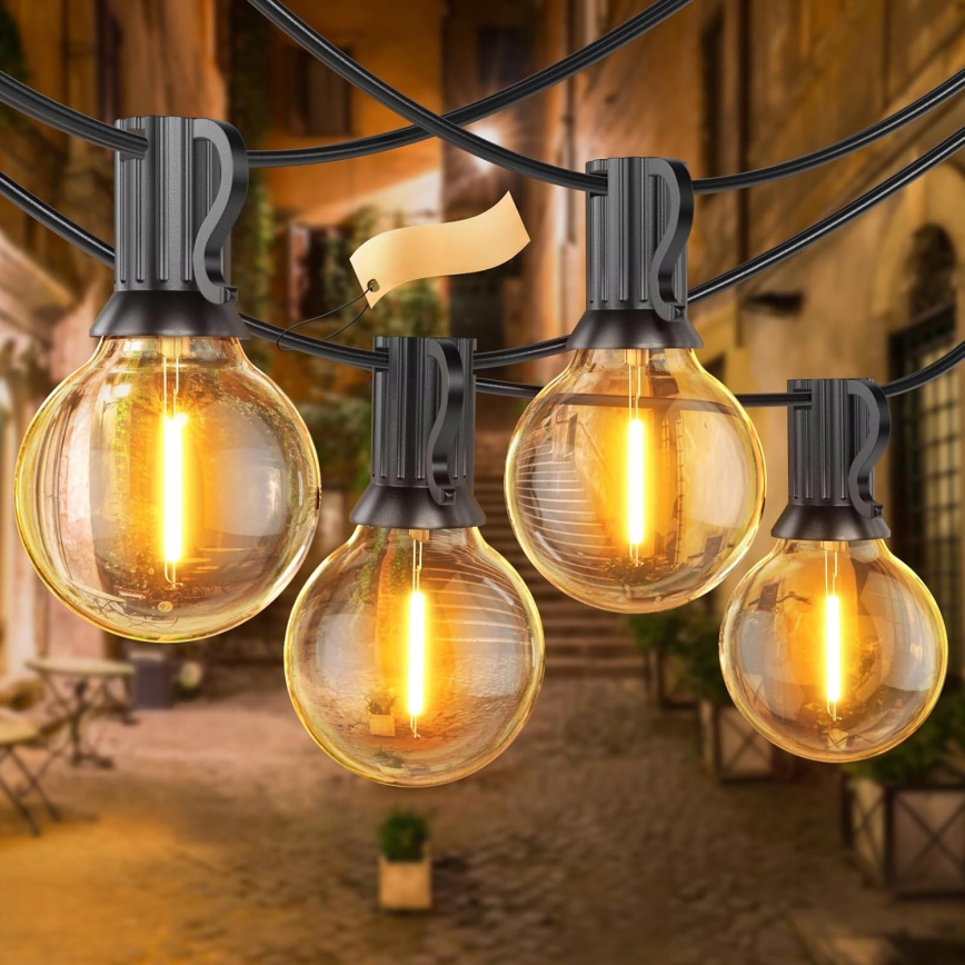 Catena luminosa decorativa LED per esterni 20xE12/1W/230V, 20 m, IP65, nera