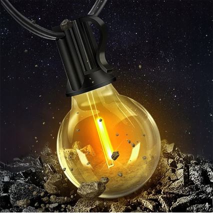 Catena luminosa decorativa LED per esterni 20xE12/1W/230V, 20 m, IP65, nera