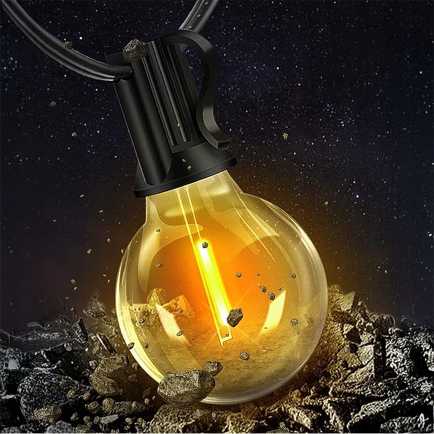 Catena luminosa decorativa LED per esterni 20xE12/1W/230V, 20 m, IP65, nera